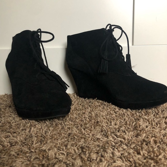 Jessica Simpson Platform Wedge Black Leather Bootie| Size 11 - Picture 3 of 7